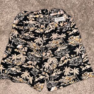Janie and Jack Black and White Tropical Print Shorts